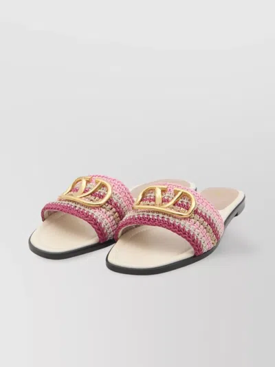 Valentino Vlogo Signature Leather Slide Sandals