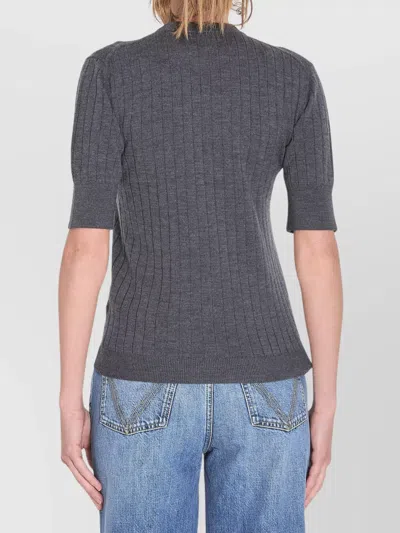 Bottega Veneta Women Ribbed Knit Cropped Top In Gray
