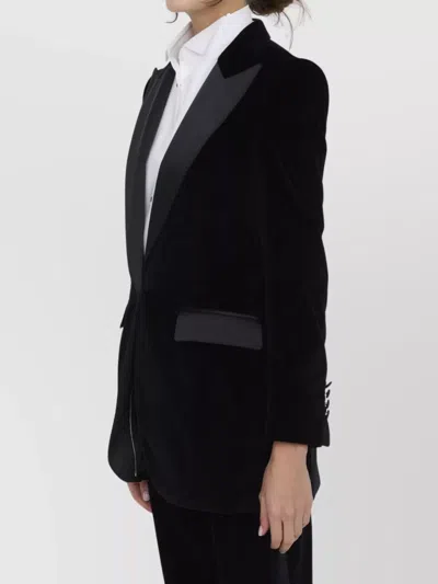 Dolce & Gabbana Velvet Tuxedo Jacket With Peaked Lapels In Black