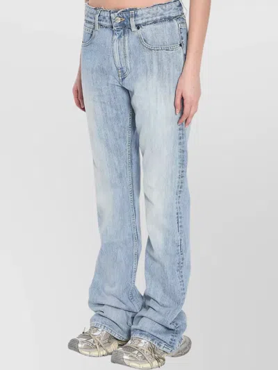 Balenciaga Low-rise Raw-cut Waistband Denim Trousers In Blue