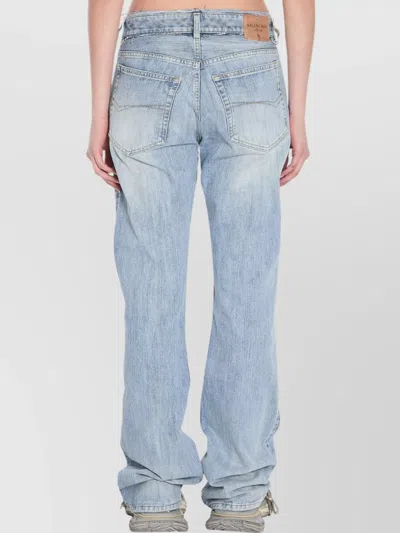 Balenciaga Low-rise Raw-cut Waistband Denim Trousers In Blue