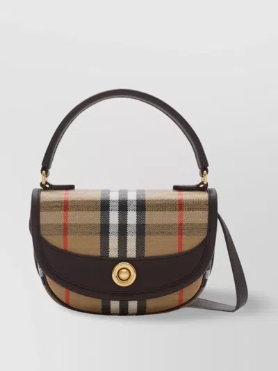 Burberry Check Motif Crossbody Handbag With Removable Strap In Nude