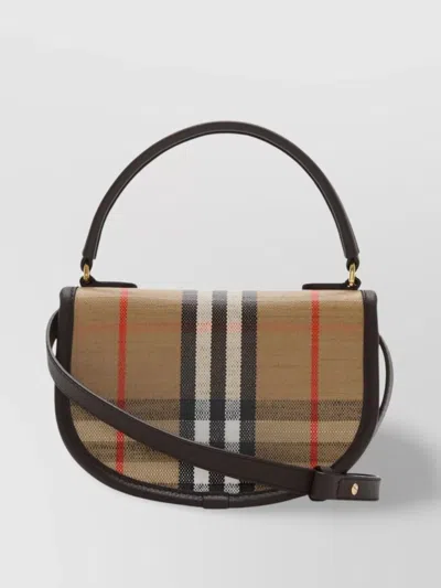 Burberry Check Motif Crossbody Handbag With Removable Strap In Nude