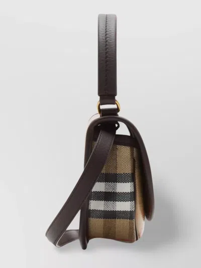 Burberry Check Motif Crossbody Handbag With Removable Strap In Nude