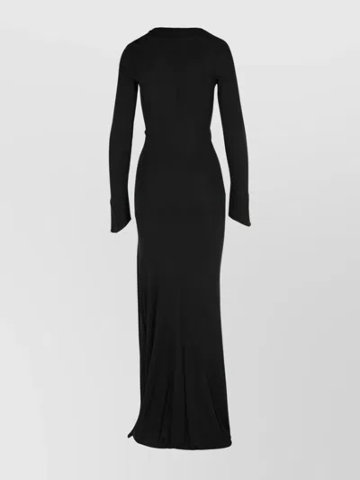 Attico Viscose Dress With Flared Cuffs And Lace-up Detail In Black