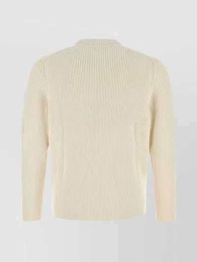 C.p. Company C.p.company White Cotton Blend Sweater In Neutral