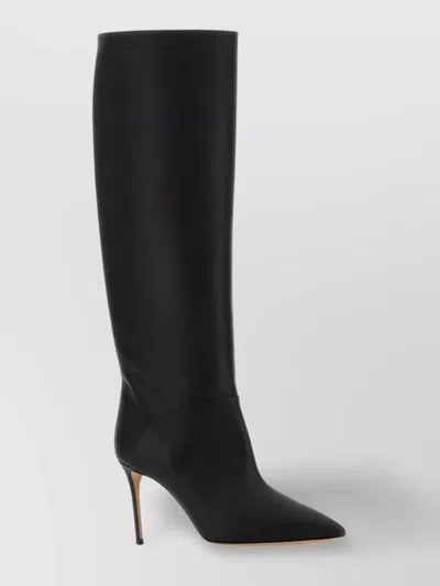 Casadei Leather Knee Length Boots With Stiletto Heel In Black