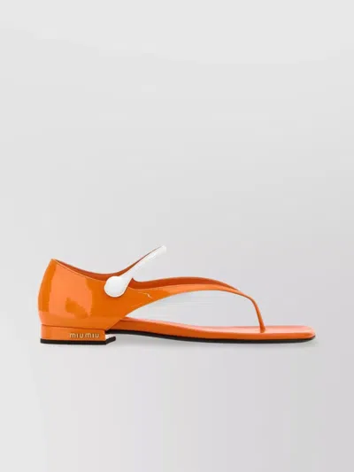 Miu Miu Leather Thong Sandals Patent Finish