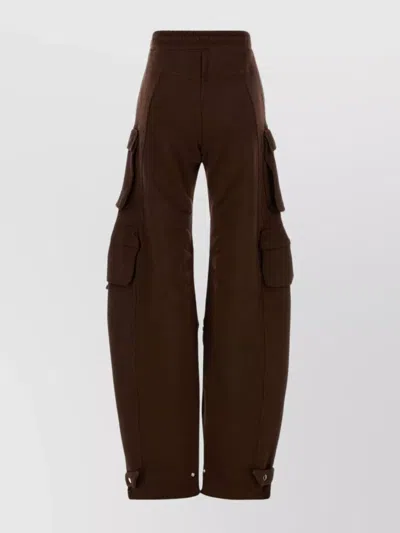 Attico Cotton Cargo Joggers Adjustable Cuffs In Brown