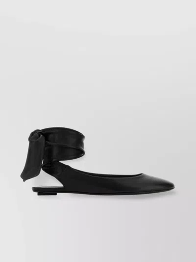 Attico Wrap Ankle Flat Sole Open Back Round Toe In Black