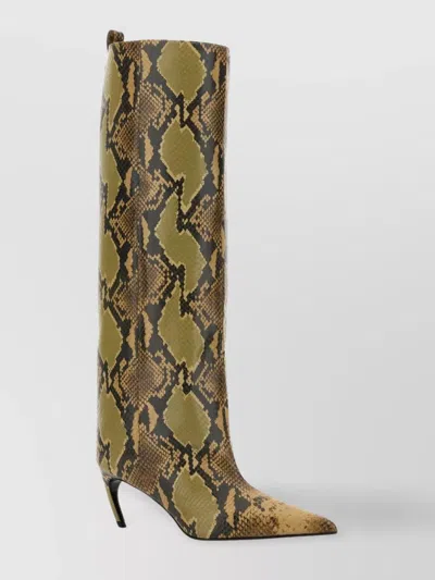 Attico Snakeskin Pattern Knee Length Stiletto Boots