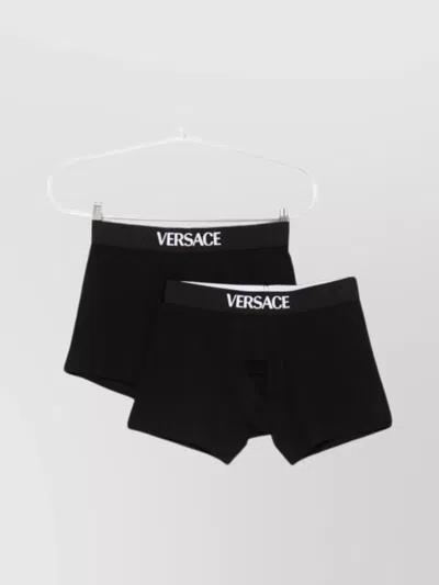 Versace Branded Boxer Briefs 2-pack In Black