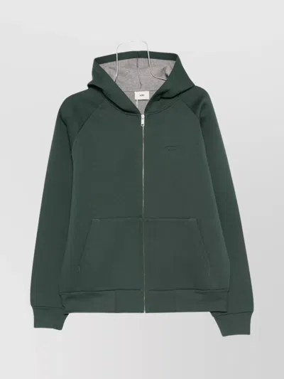Autry Oversized Hooded Neoprene Jacket In Green