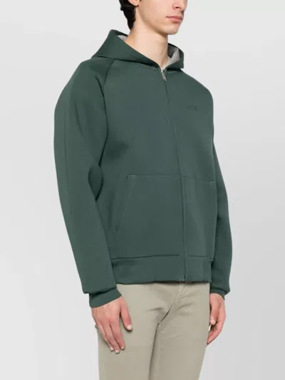 Autry Oversized Hooded Neoprene Jacket In Green