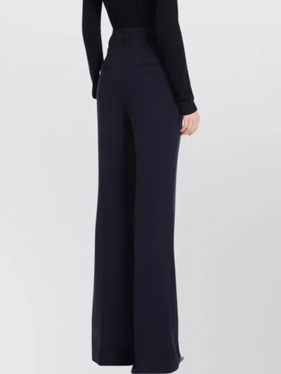 Max Mara Wide Leg High Waist Trousers With Pockets In Blue
