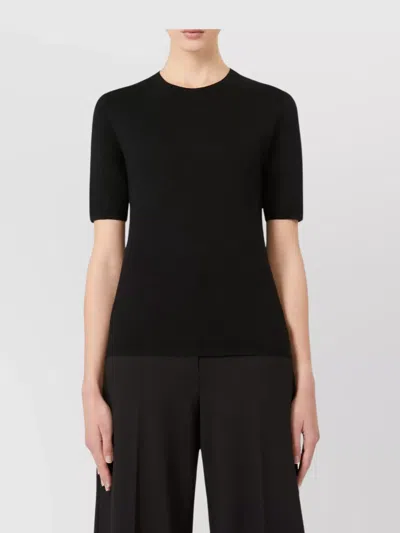 Max Mara Blue Crew Neck Sweater In Wool Women In Black