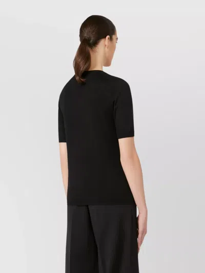 Max Mara Blue Crew Neck Sweater In Wool Women In Black