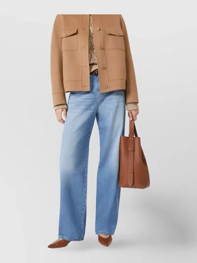 Max Mara Denim Trousers Wide-leg Faded Wash In Blue