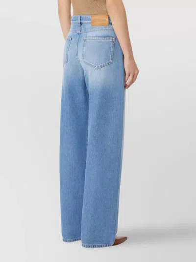 Max Mara Denim Trousers Wide-leg Faded Wash In Blue