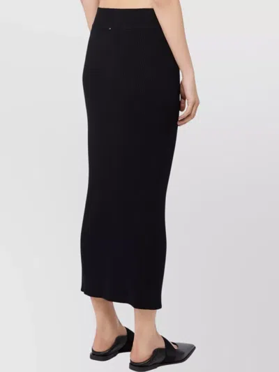 Sportmax Ribbed High Waist Midi Skirt With Slit In Brown