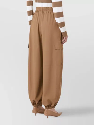 Max Mara Cargo Trousers With Elastic Waistband And Cuffs In Brown