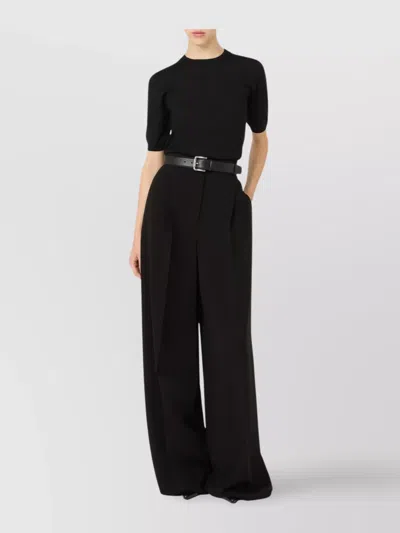 Max Mara High Waist Wide-leg Trousers With Side Pockets In Black