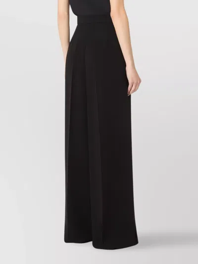 Max Mara High Waist Wide-leg Trousers With Side Pockets In Black