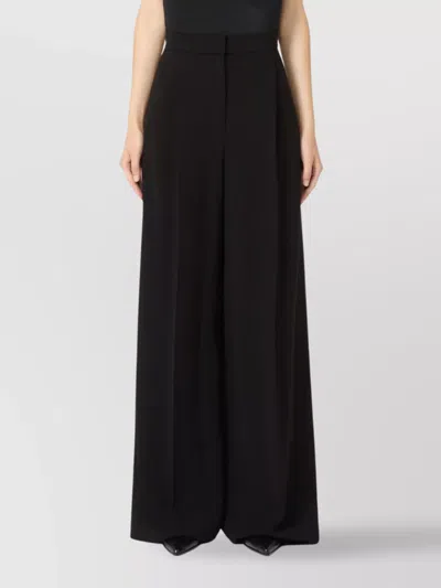 Max Mara High Waist Wide-leg Trousers With Side Pockets In Black