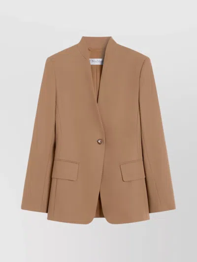 Max Mara Tailored Suit With Flap Pockets And Notched Lapel In Brown