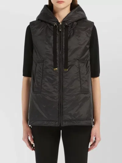 Max Mara Canvas Drawstring Hooded Sleeveless Gilet