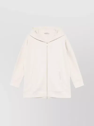 S Max Mara Cotton Jersey Sweatshirt With Hood And Kimono Sleeves