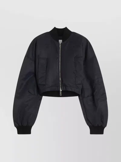 Sportmax Waterproof Twill Bomber Jacket In Black