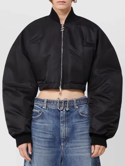 Sportmax Waterproof Twill Bomber Jacket In Black