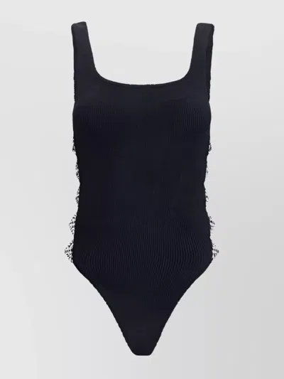 Hunza G Sculpting Support Swimsuit With Crossed Cut-out Panels In Black