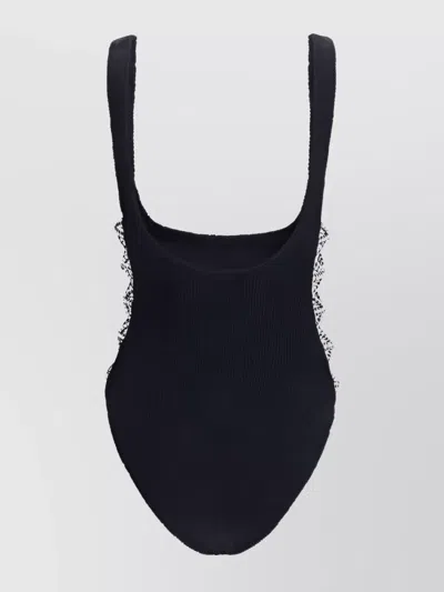 Hunza G Sculpting Support Swimsuit With Crossed Cut-out Panels In Black
