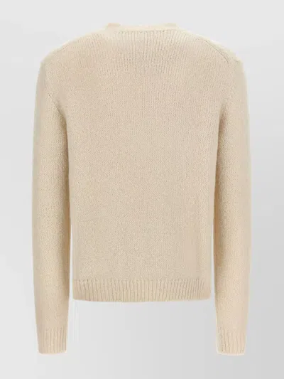 Jil Sander Ribbed Hem And Cuff Alpaca Blend Sweater In White