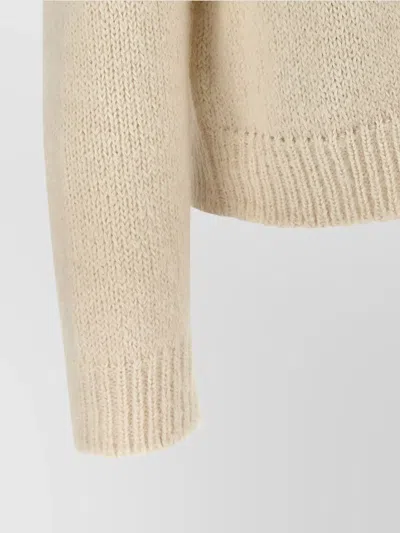 Jil Sander Ribbed Hem And Cuff Alpaca Blend Sweater In White