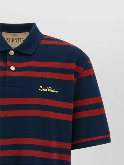 Valentino Striped Polo Shirt Regular Collar In Multi