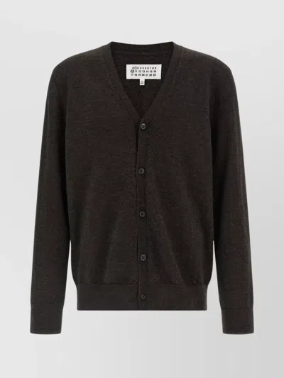 Maison Margiela Suede Patch Cardigan Sweaters And Cardigans Brown In Brown