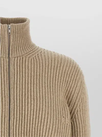 Mm6 Maison Margiela Distressed Wool Cardigan Sweaters And Cardigans Beige In Neutral