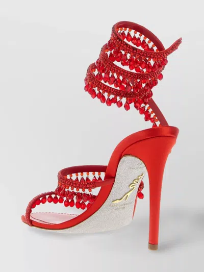 René Caovilla Crystal Beaded Ankle Strap Sandals