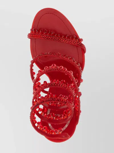 René Caovilla Crystal Beaded Ankle Strap Sandals