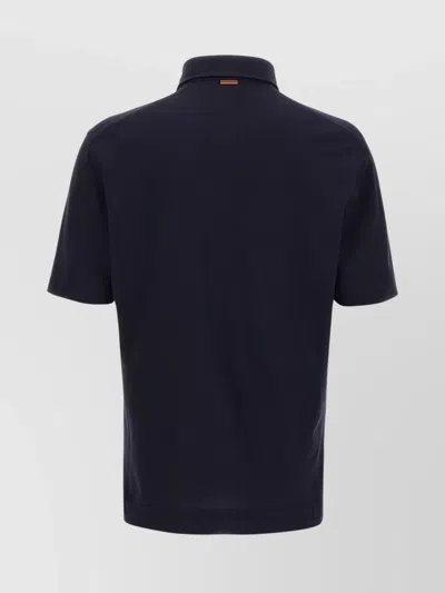 Zegna Men's Piquet Polo T-shirt In Black