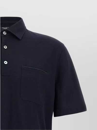 Zegna Men's Piquet Polo T-shirt In Black