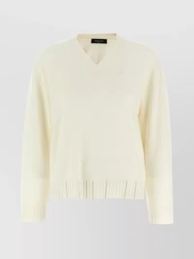 Fabiana Filippi Sweater V-neck Ribbed Cuffs Hem Neckline