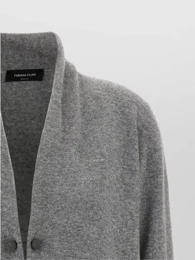 Fabiana Filippi Jewel Brooch Cardigan Sweaters And Cardigans Gray In Gray