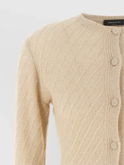Fabiana Filippi Sequin Crochet Cardigan Sweaters And Cardigans Beige In Neutral