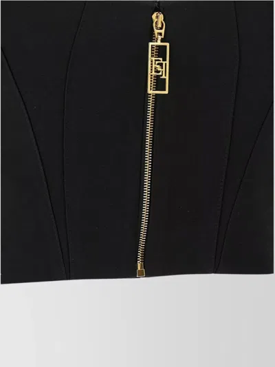 Elisabetta Franchi Lightweight Corset-style Crepe Top With Heart Neckline In Black