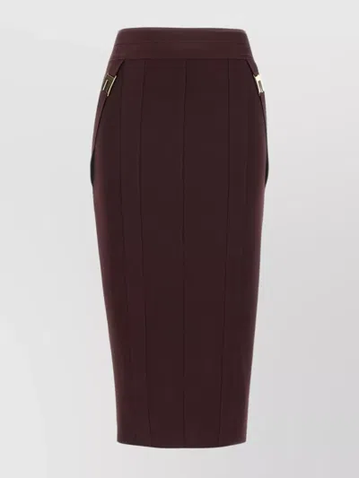 Elisabetta Franchi Corsetry-inspired Midi Skirt With Zigzag Stitching In Brown