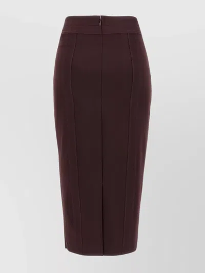 Elisabetta Franchi Corsetry-inspired Midi Skirt With Zigzag Stitching In Brown